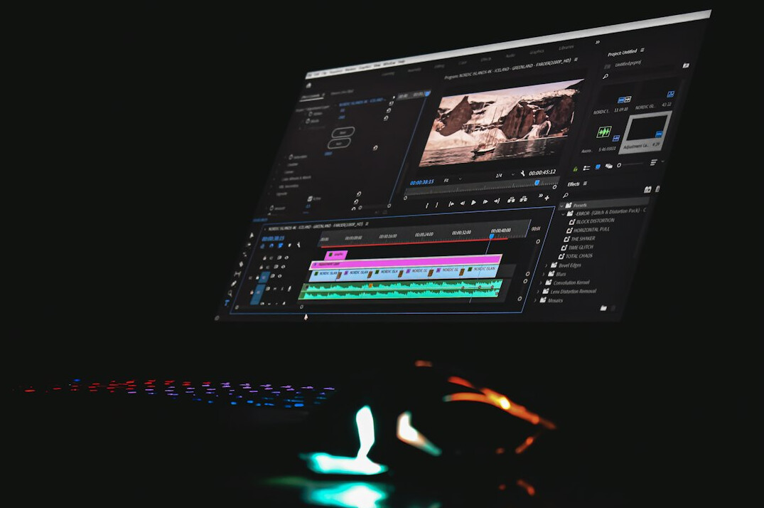 professional video editor cutting film